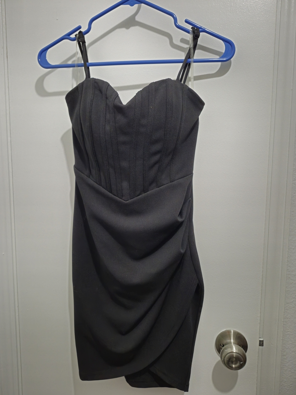 Black Spaghetti-Strap Draped Maxi Dress